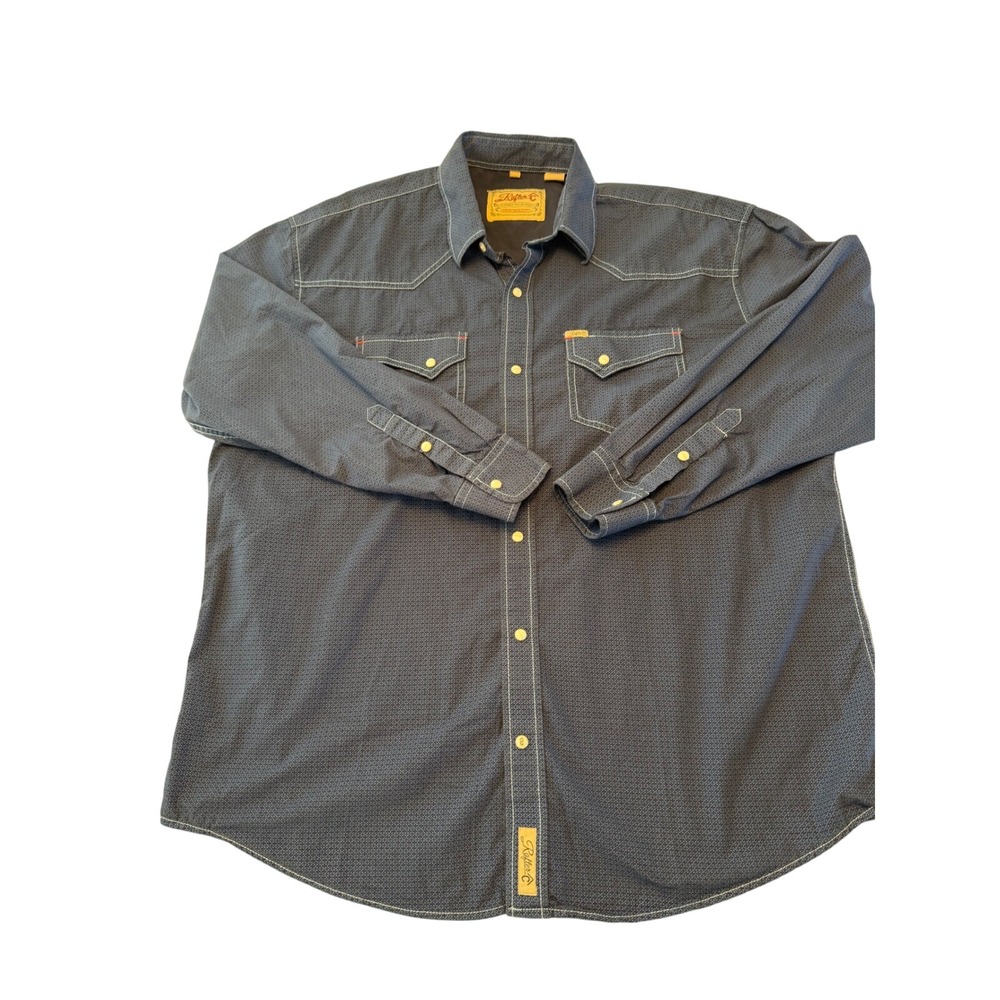 Rafter C Cowboy Collection Mens XXL Blue Geometric Western Pearl Snap Shirt